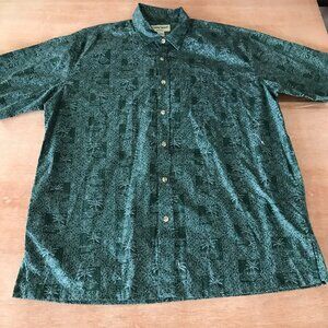 Cooke Street Hawaiian Shirt Men XL Green Floral Button Up Pocket Short Sleeve